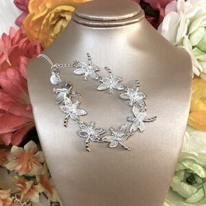 Silver Dragonfly Bracelet With Crystal Accents NEW!